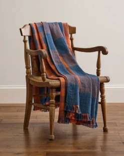 BLOCK PLAID ORGANIC COTTON FRINGED THROW