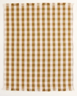 BLOCK PLAID ORGANIC COTTON FRINGED THROW
