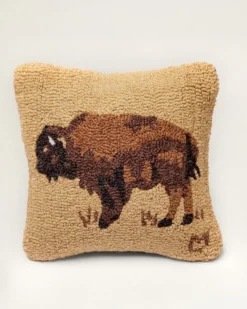 BUFFALO HOOKED SQUARE PILLOW