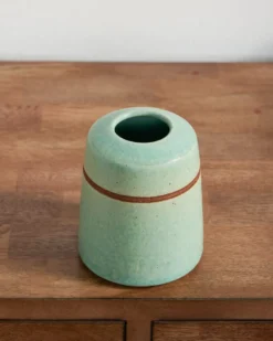 HANDMADE STONEWARE & WOOD BUD VASE