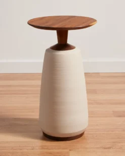 HANDMADE STONEWARE & WOOD COCKTAIL TABLE