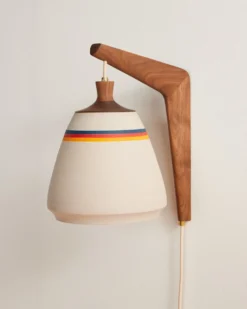 HANDMADE STONEWARE & WOOD SCONCE