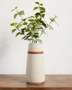HANDMADE STONEWARE & WOOD STEM VASE