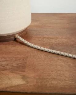 HANDMADE STONEWARE & WOOD TABLE LAMP