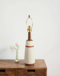 HANDMADE STONEWARE & WOOD TABLE LAMP