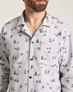 MEN'S SKI PRINT FLANNEL PAJAMA SET