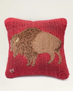 PLUSH BUFFALO HOOKED SQUARE PILLOW