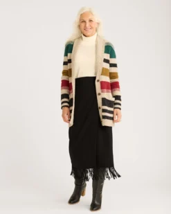 WOMEN'S CAMP STRIPE CARDIGAN
