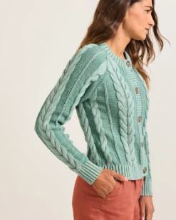 WOMEN'S COTTON CABLE CARDIGAN
