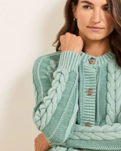 WOMEN'S COTTON CABLE CARDIGAN