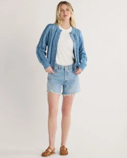 WOMEN'S COTTON CABLE CARDIGAN