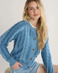 WOMEN'S COTTON CABLE CARDIGAN