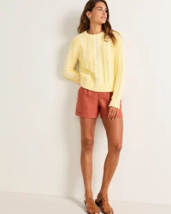 WOMEN'S COTTON CABLE SWEATER