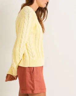 WOMEN'S COTTON CABLE SWEATER