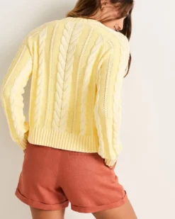 WOMEN'S COTTON CABLE SWEATER