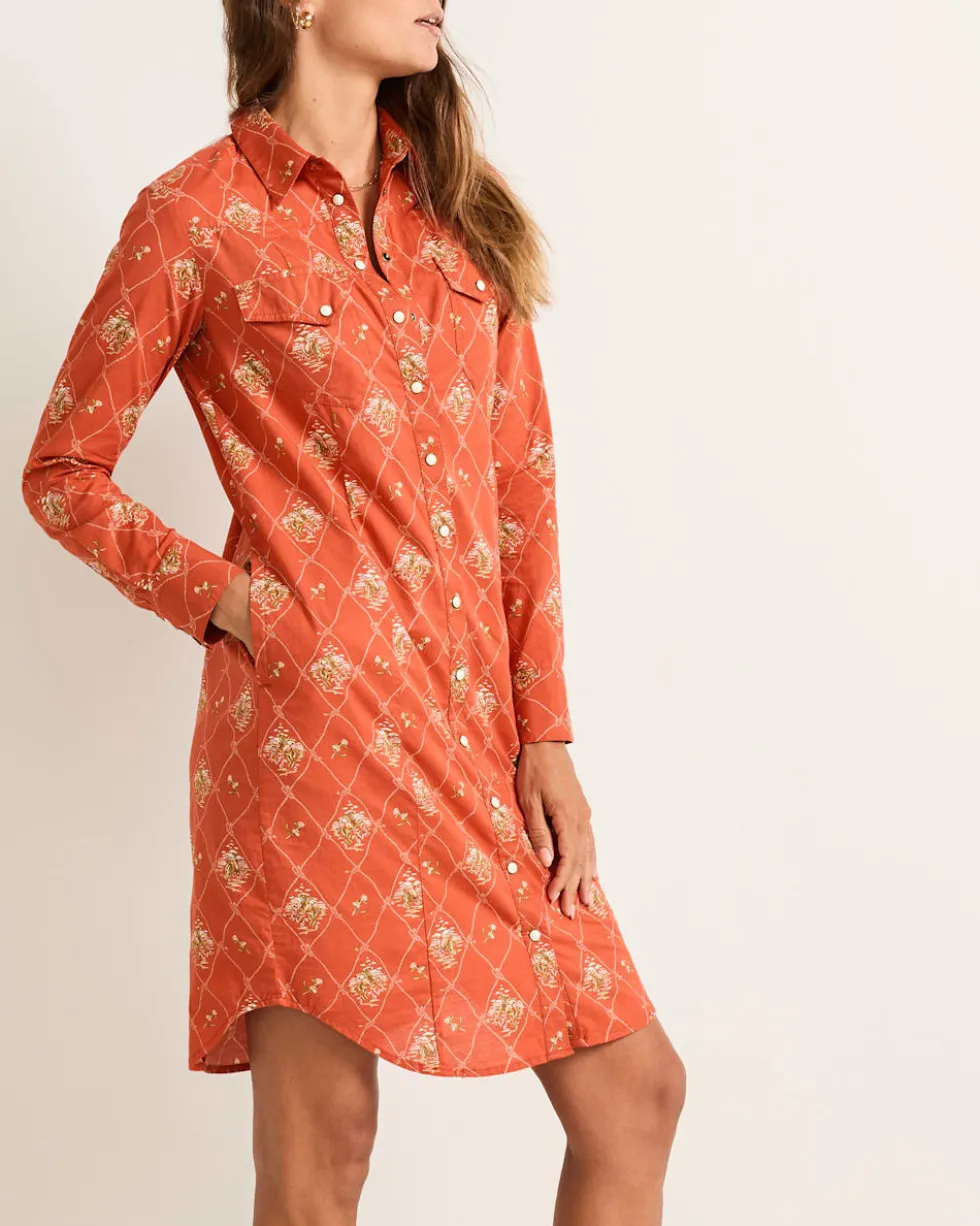 WOMEN'S COWGIRL LATTICE GAMBLER SHIRT DRESS