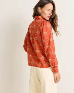 WOMEN'S COWGIRL LATTICE WINONA PUFF SLEEVE SHIRT