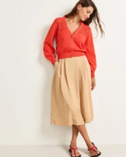 WOMEN'S CROCHET COTTON CARDIGAN