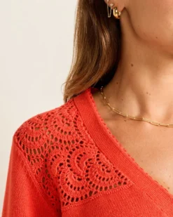 WOMEN'S CROCHET COTTON CARDIGAN