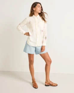 WOMEN'S EMBROIDERED PERFECT ONE POCKET SHIRT