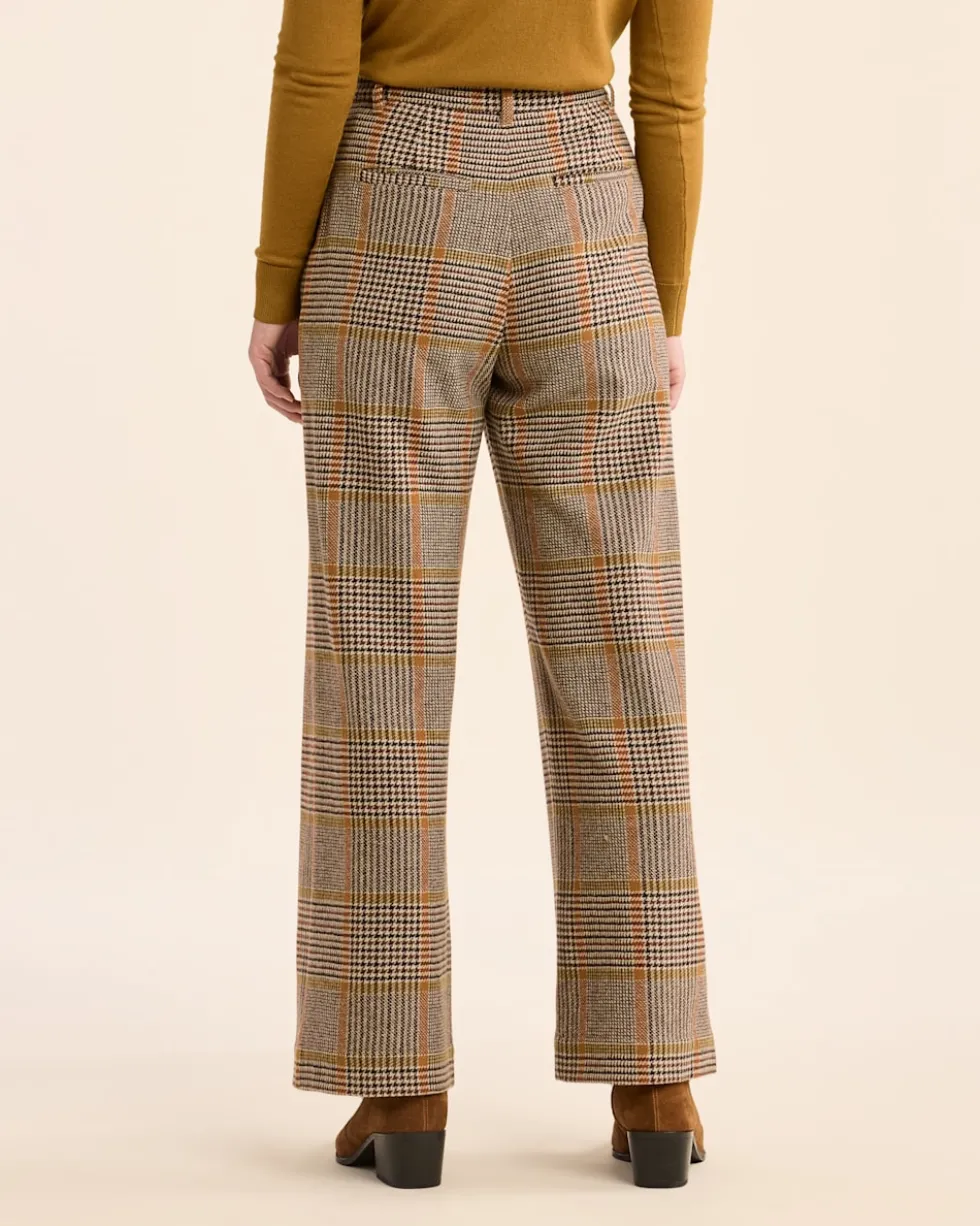 WOMEN'S GLEN PLAID WOOL TROUSERS