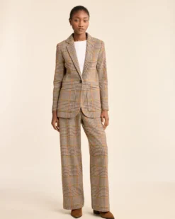 WOMEN'S GLEN PLAID WOOL TROUSERS