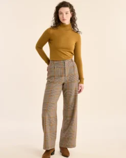 WOMEN'S GLEN PLAID WOOL TROUSERS