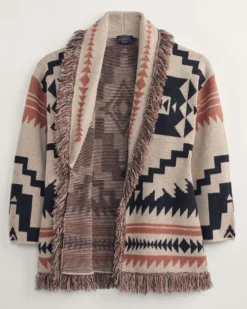 WOMEN'S GRAPHIC FRINGE CARDIGAN