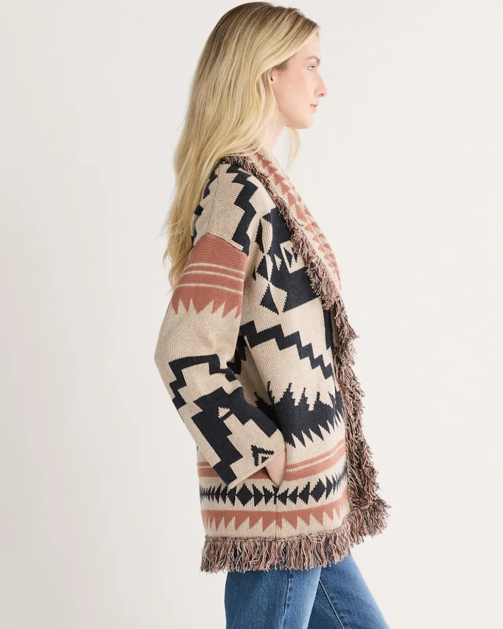 WOMEN'S GRAPHIC FRINGE CARDIGAN