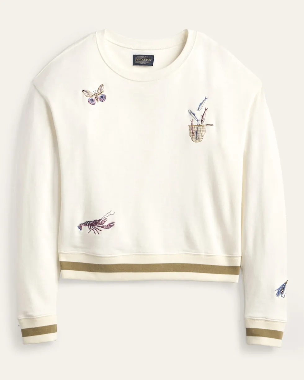 WOMEN'S LAKESIDE EMBROIDERED FRENCH TERRY PULLOVER