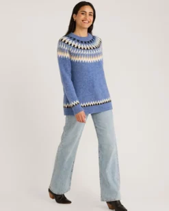 WOMEN'S OVERSIZED ALPACA FAIR ISLE SWEATER