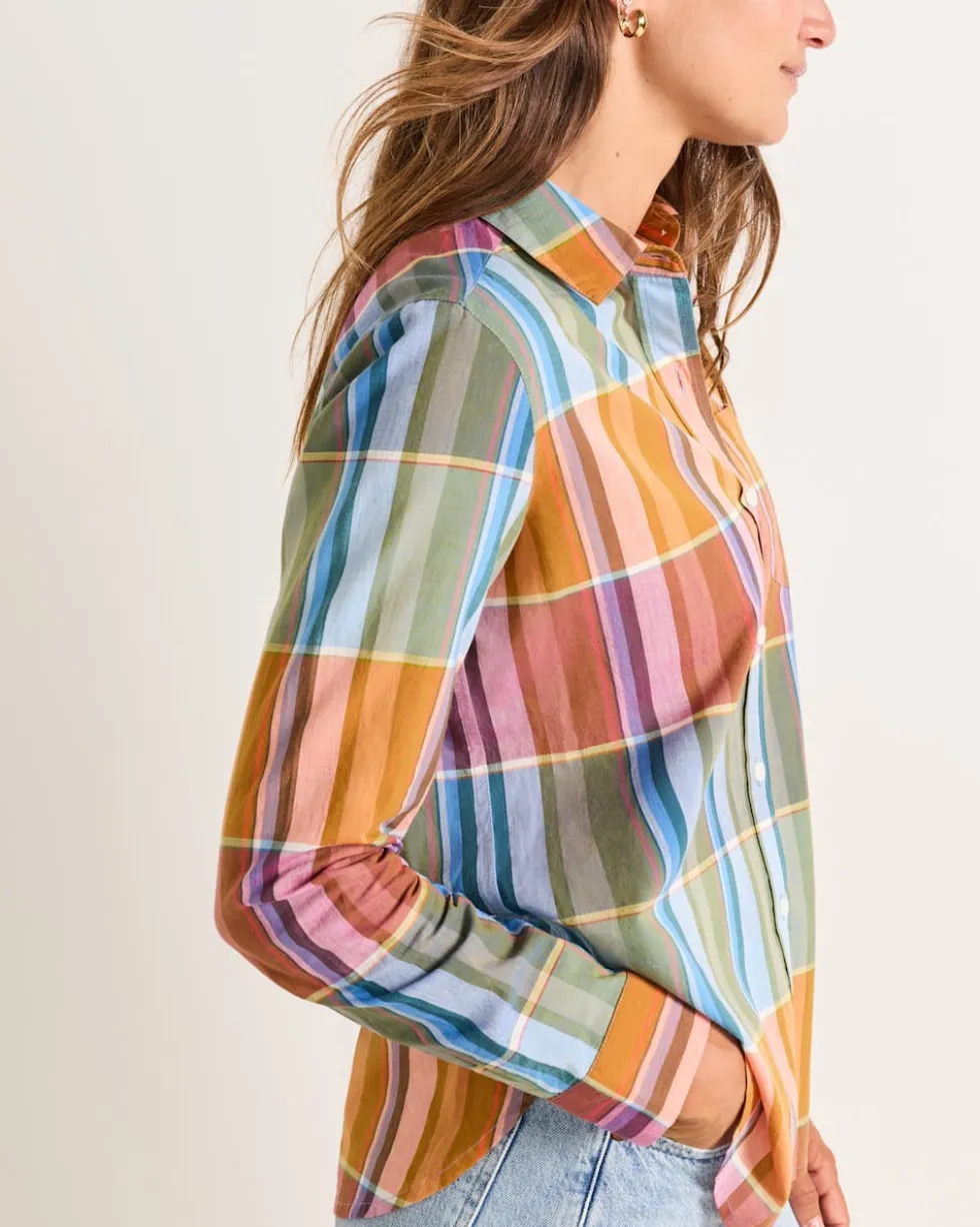 WOMEN'S PLAID PERFECT ONE POCKET PLAID SHIRT