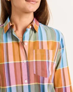 WOMEN'S PLAID PERFECT ONE POCKET PLAID SHIRT