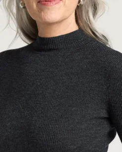 WOMEN'S RIB MERINO MOCKNECK