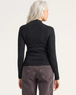 WOMEN'S RIB MERINO MOCKNECK