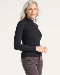 WOMEN'S RIB MERINO MOCKNECK