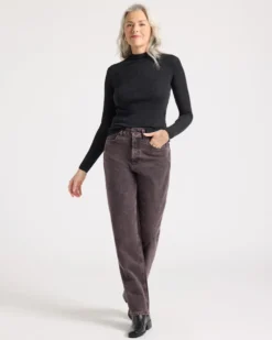 WOMEN'S RIB MERINO MOCKNECK