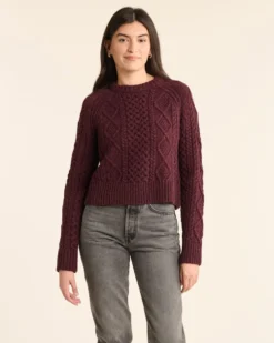 WOMEN'S SHETLAND COLLECTION FISHERMAN SWEATER