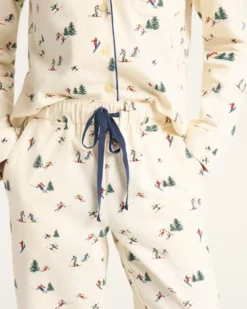 WOMEN'S SKI PRINT FLANNEL PAJAMA SET