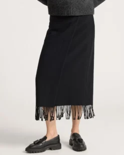 WOMEN'S WOOL FRINGED WRAP SKIRT