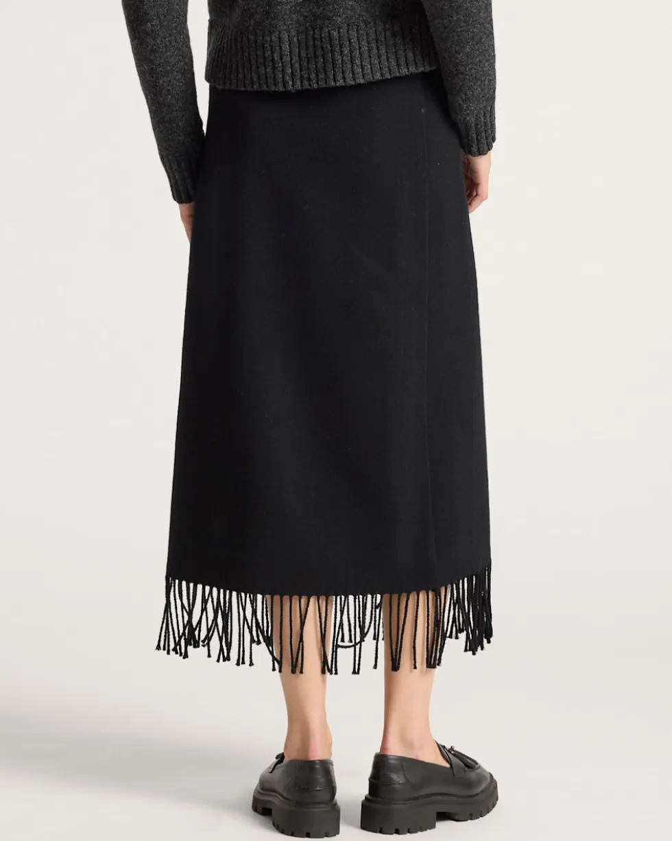 WOMEN'S WOOL FRINGED WRAP SKIRT