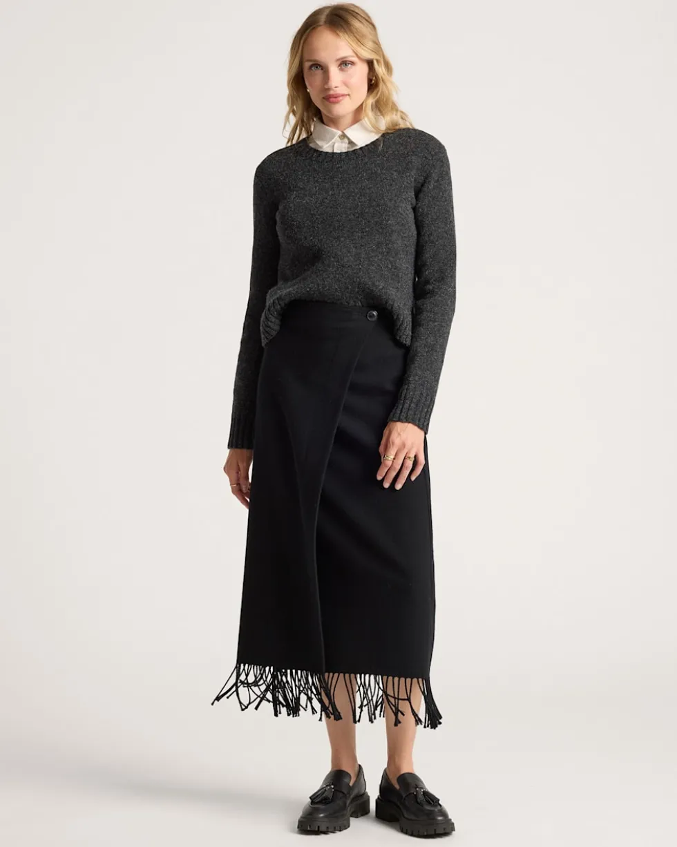 WOMEN'S WOOL FRINGED WRAP SKIRT